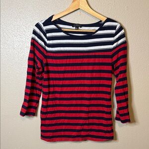 The Limited Red and Blue Striped Long Sleeve Top